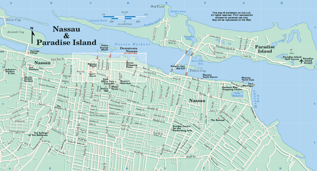 Nassau and Paradise Island Map