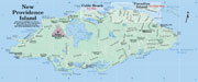 New Providence Island map, the Bahamas